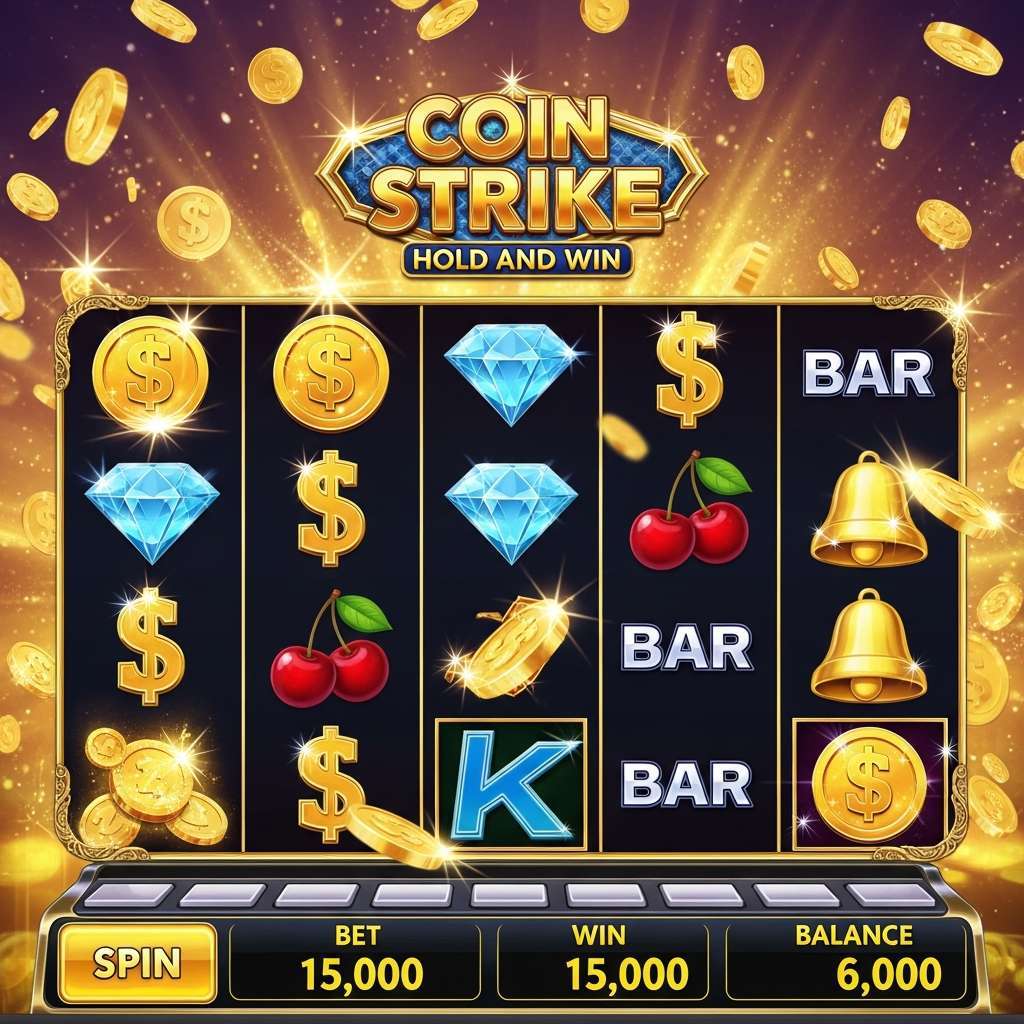 Coin Strike: Hold and Win Ludzie grający na automatach do gier w luksusowym kasynie